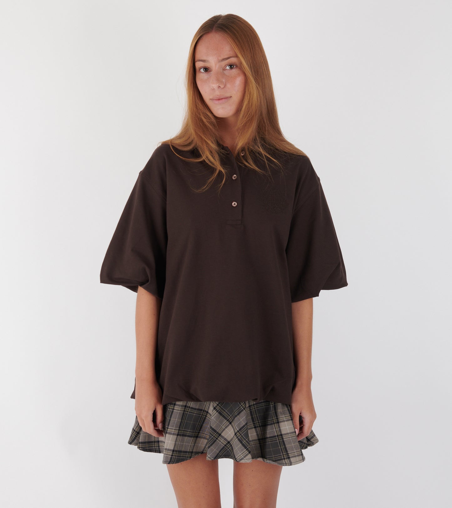 Layered T-shirt Dress Dark Brown