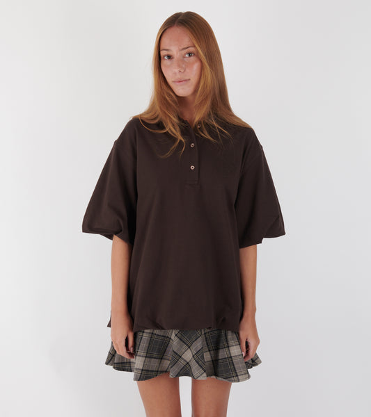 Layered T-shirt Dress Dark Brown