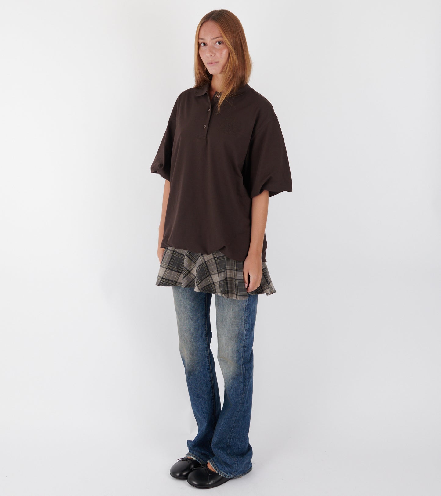 Layered T-shirt Dress Dark Brown