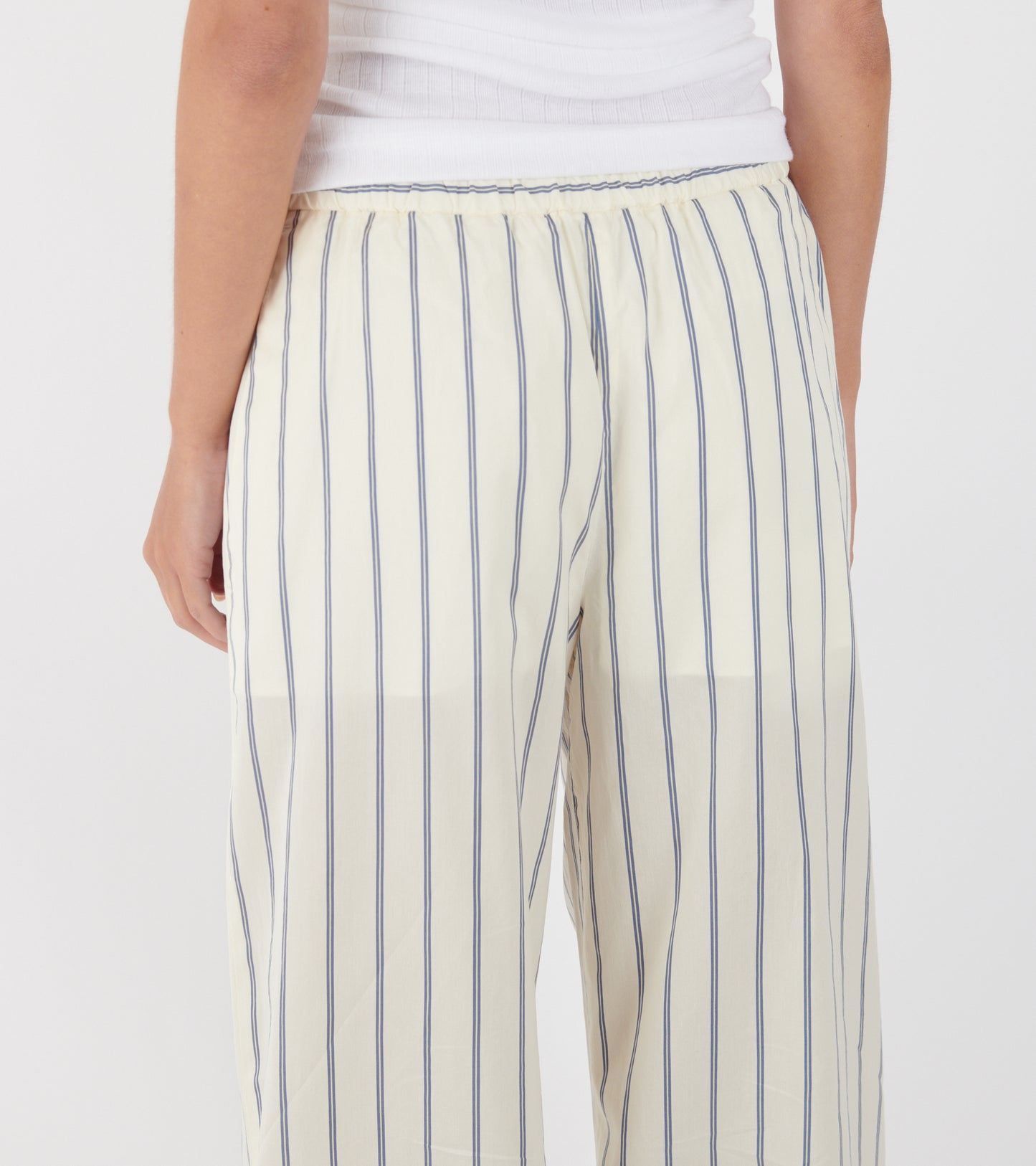 Striped Cotton Silk Trousers White