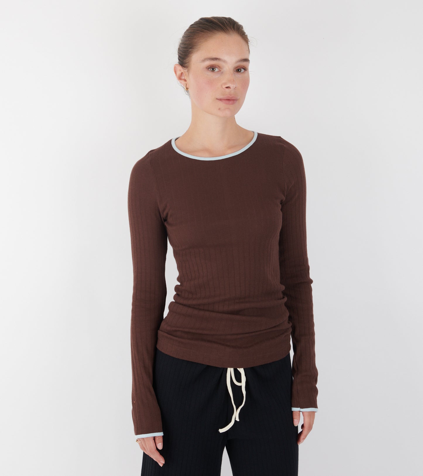 101 Rib Kontrast Brown/Light Blue