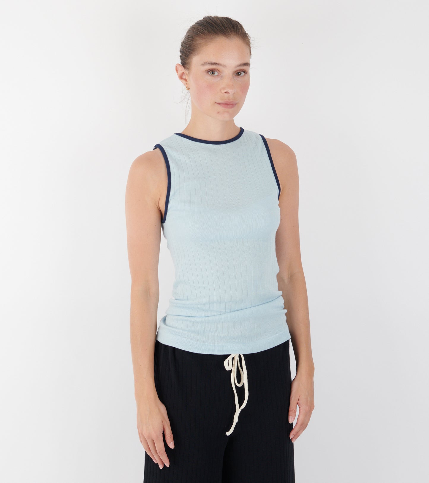 101 Tank Top Kontrast Light Blue/Marine