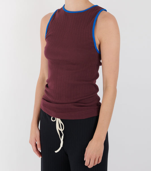 101 Tank Top Kontrast Aubergine/Klein