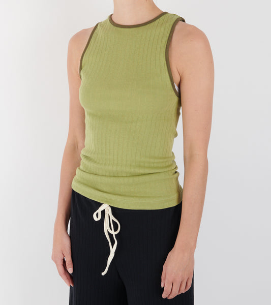 101 Tank Top Kontrast Moss/Olive
