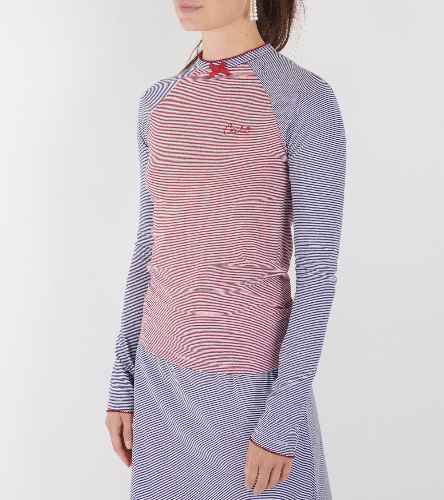 Baseball Tee Jersey Red/Navy Striped