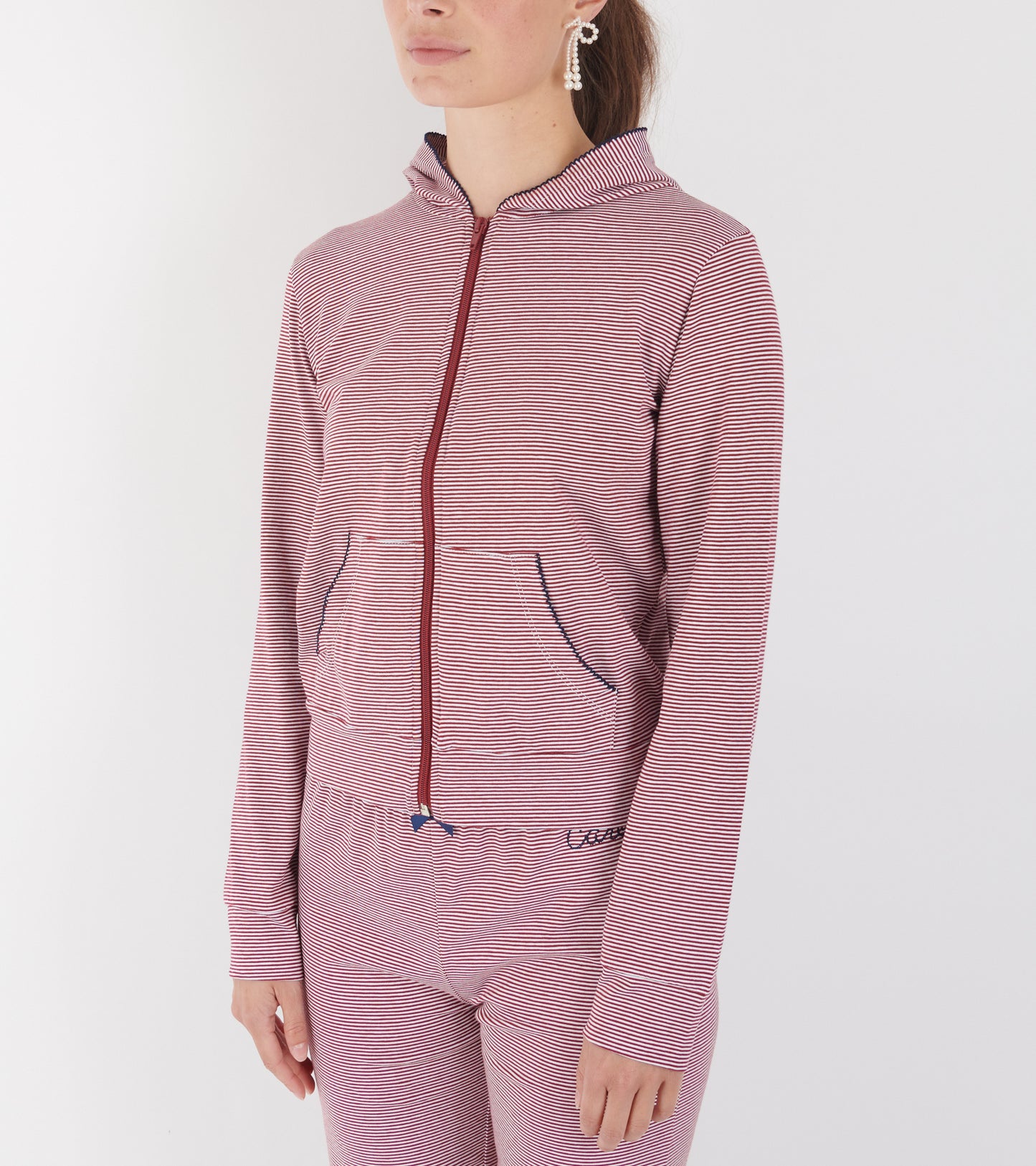 Hoodie Jersey Red Striped