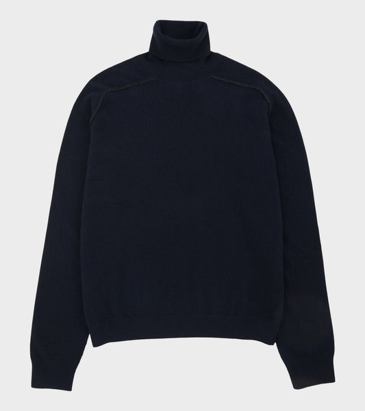 Virgin Wool Turtleneck Sweater Navy Blue