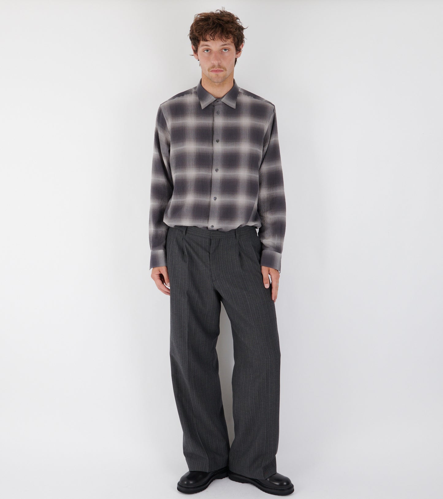 Wide Pleated Trousers Anthracite