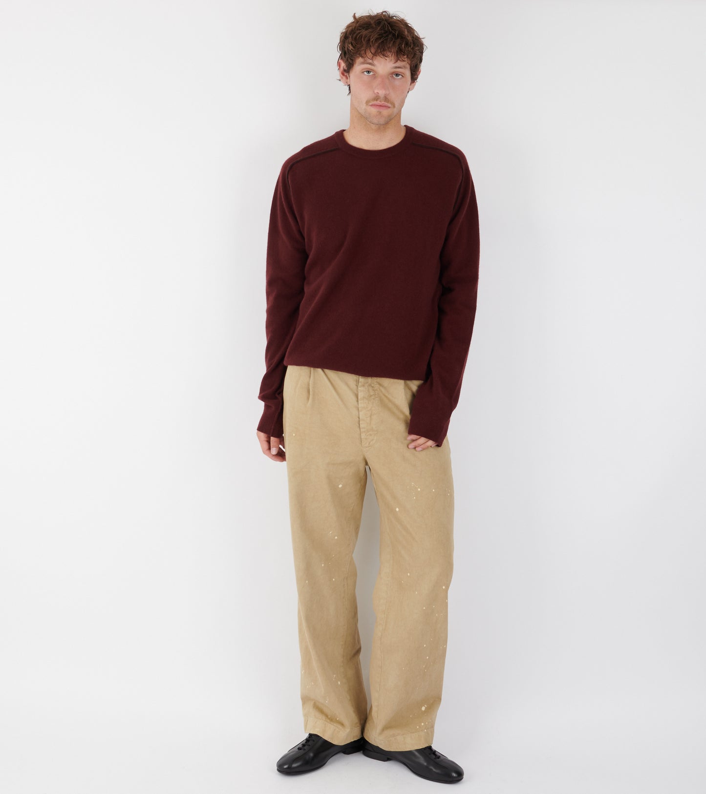 Virgin Wool Crewneck Sweater Burgundy