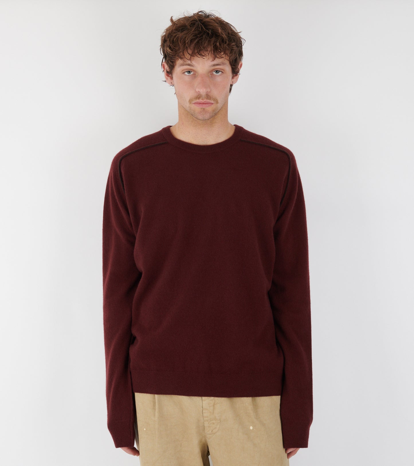 Virgin Wool Crewneck Sweater Burgundy