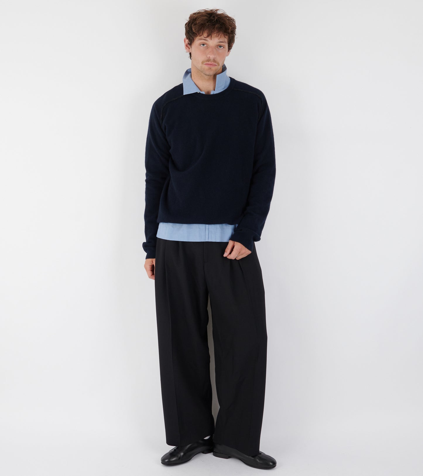 Virgin Wool Crewneck Sweater Navy Blue