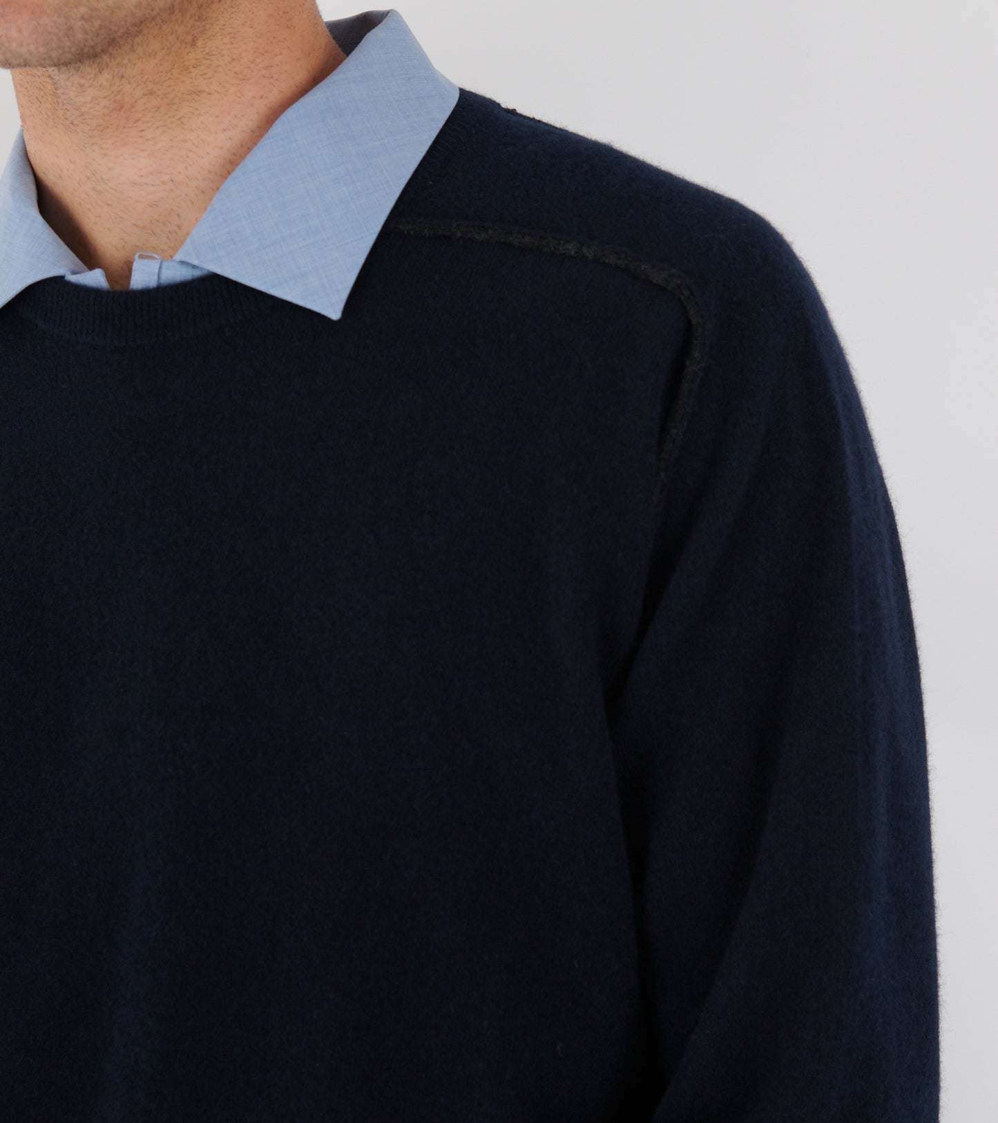 Virgin Wool Crewneck Sweater Navy Blue