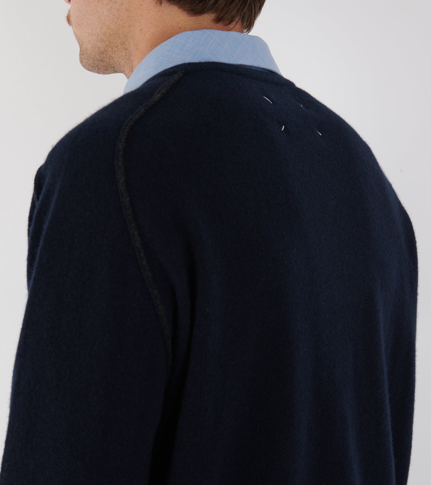 Virgin Wool Crewneck Sweater Navy Blue