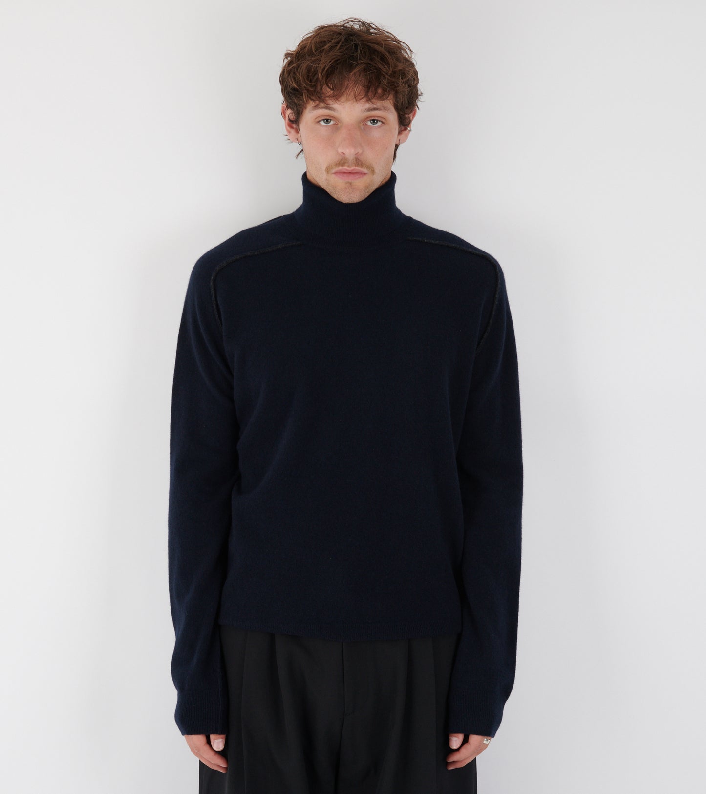Virgin Wool Turtleneck Sweater Navy Blue