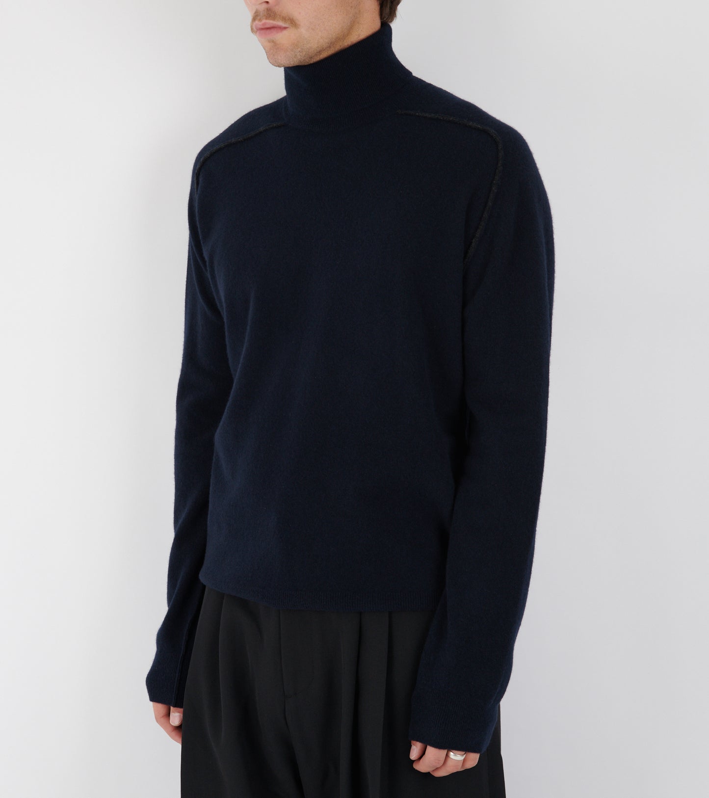 Virgin Wool Turtleneck Sweater Navy Blue