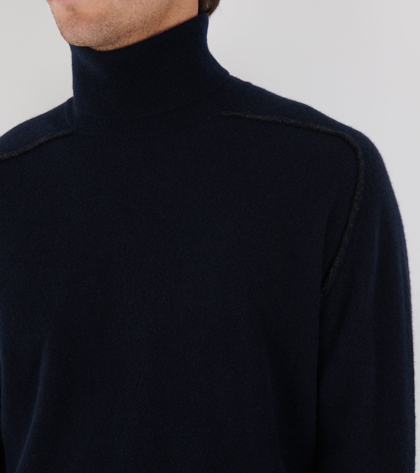 Virgin Wool Turtleneck Sweater Navy Blue