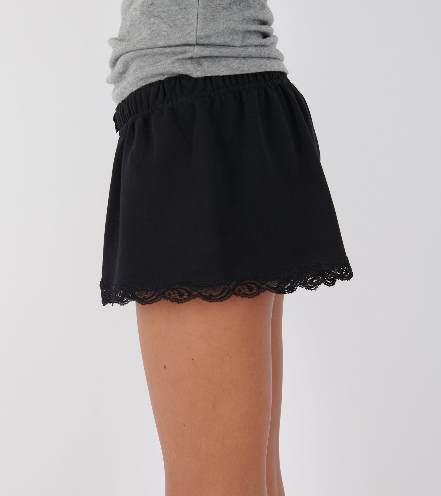 Lace Mini Sweatshorts Black