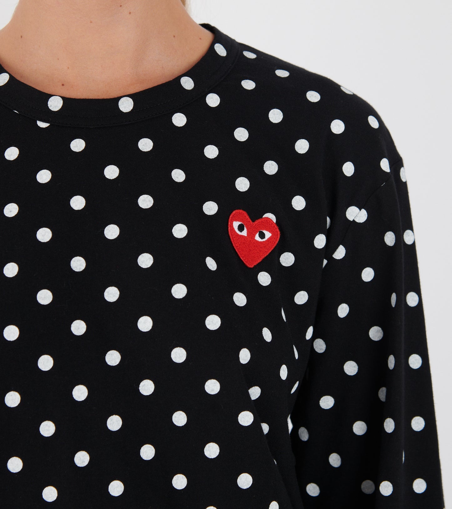 U Red Heart LS Dot T-shirt Black/White