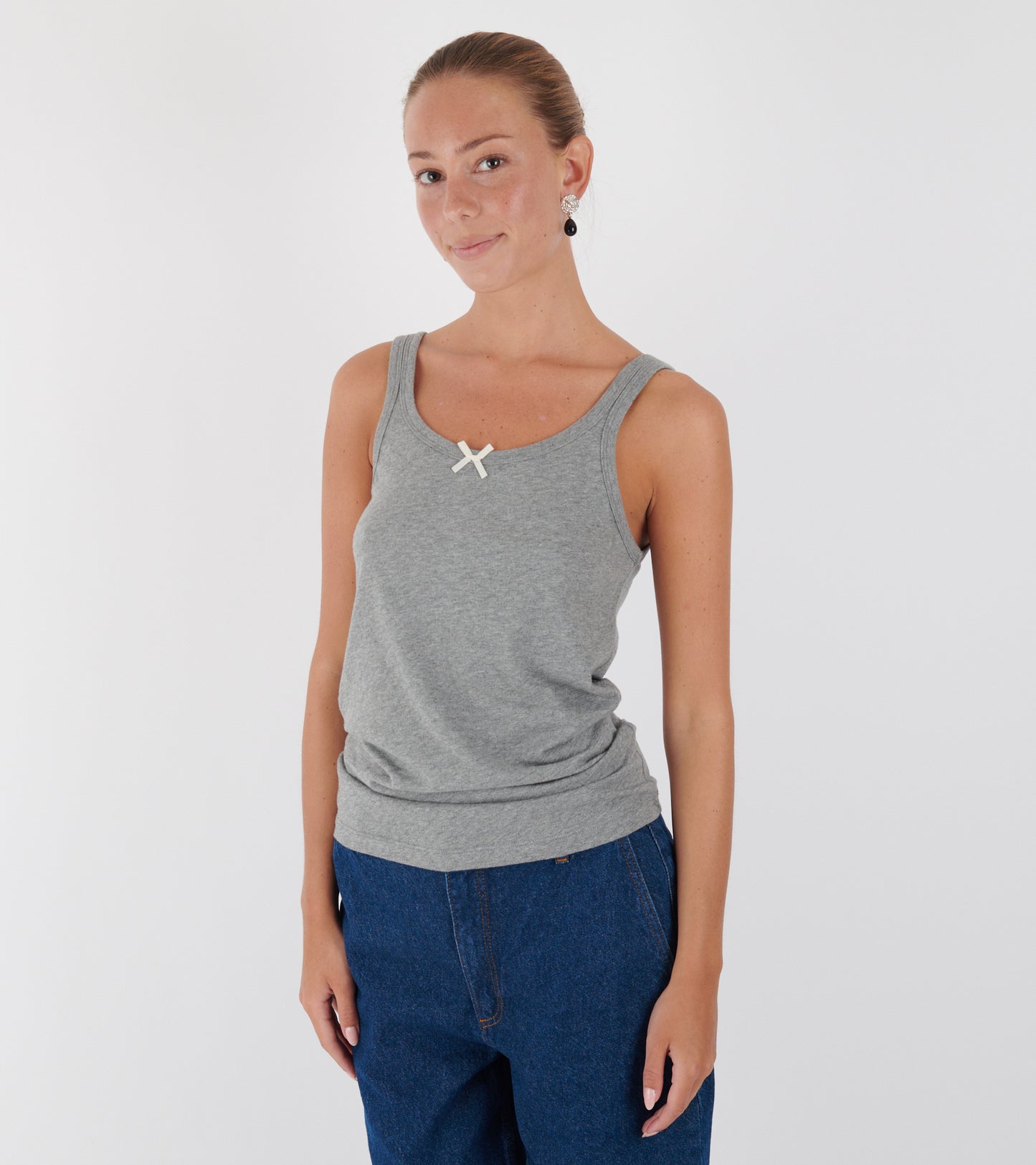 Mesh Tank Grey Melange