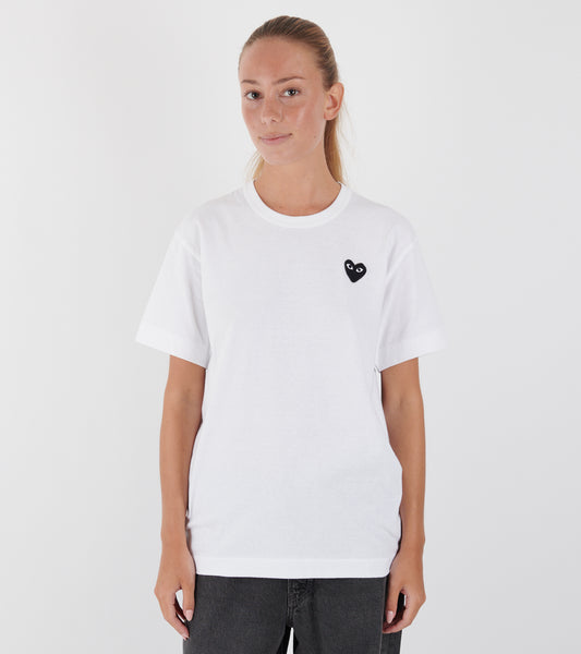 U Black Heart Print T-shirt White