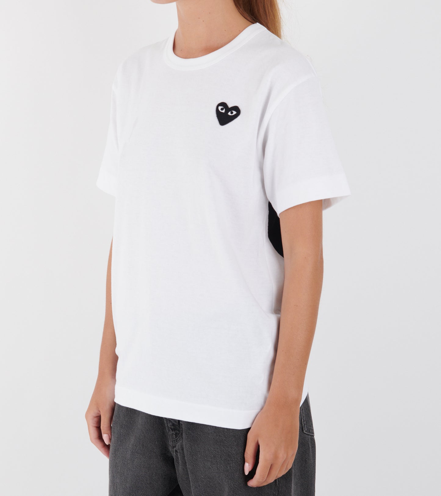 U Black Heart Print T-shirt White