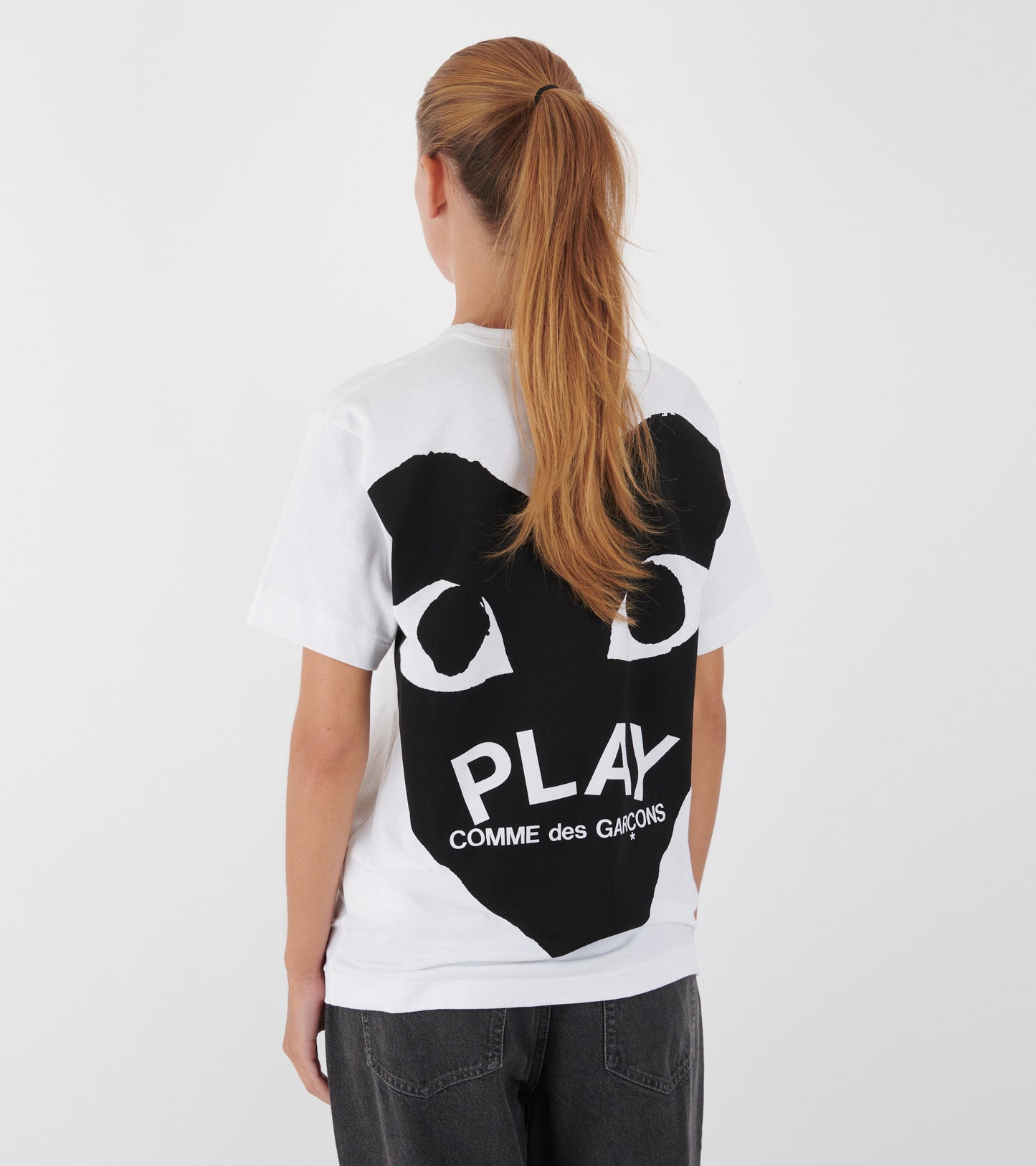 U Black Heart Print T-shirt White
