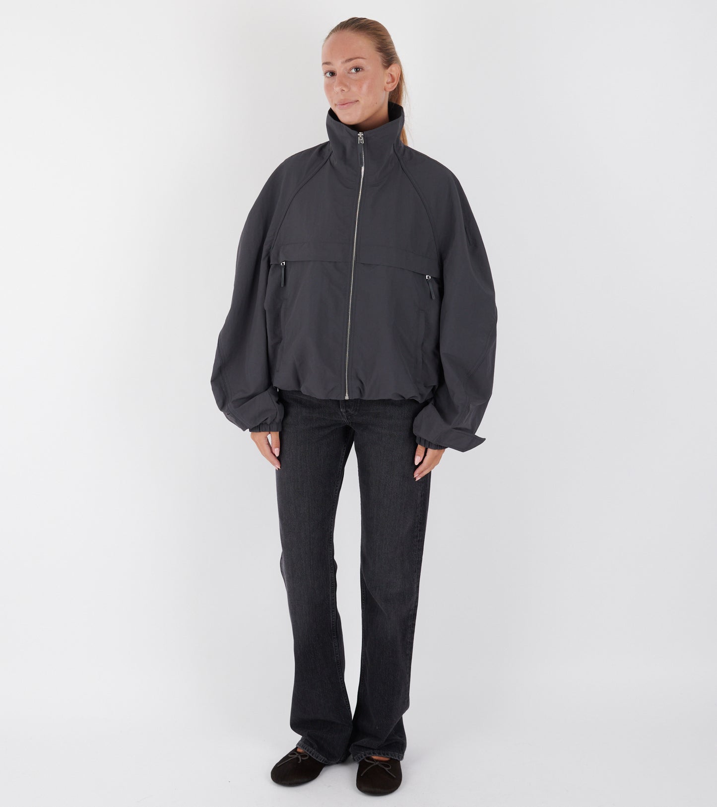Nylon Logo Jacket Steel Grey