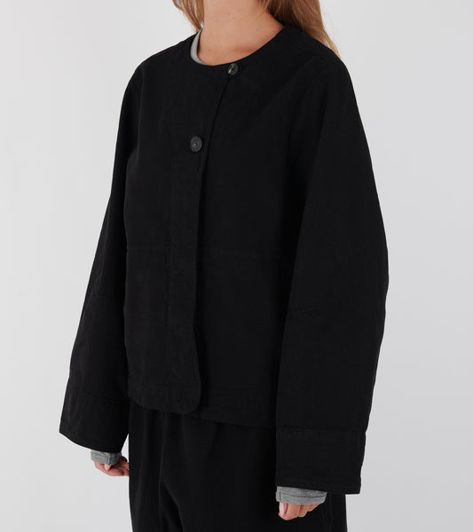 Sculpted Brushed Cotton Canvas Jacket Black