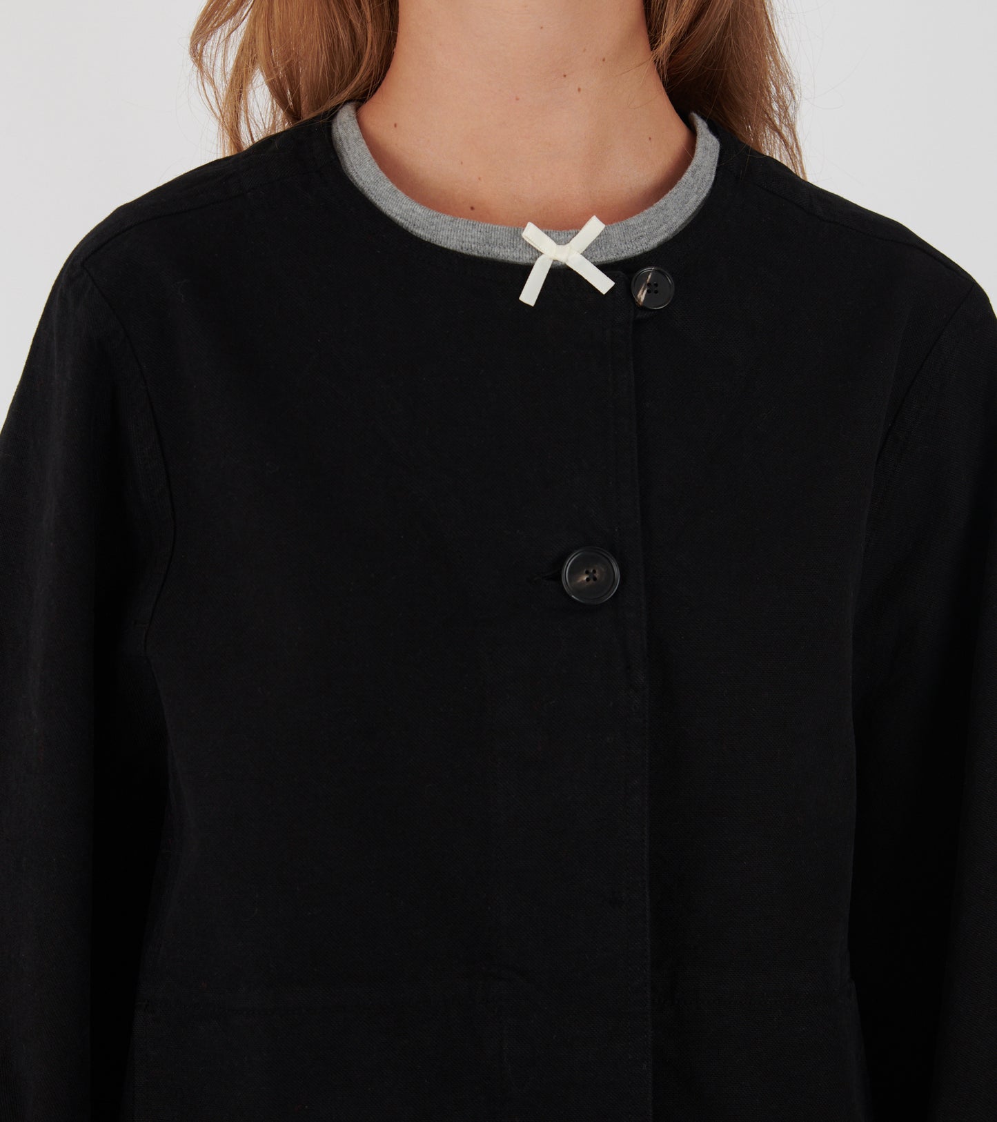 Sculpted Brushed Cotton Canvas Jacket Black
