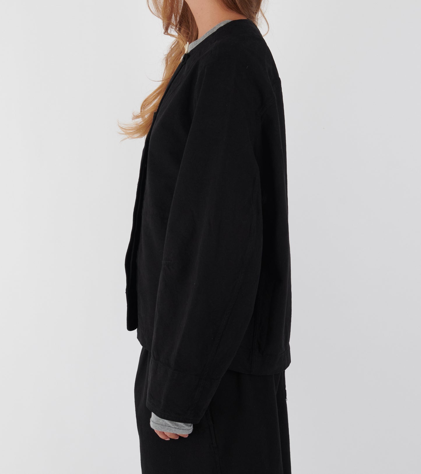 Sculpted Brushed Cotton Canvas Jacket Black