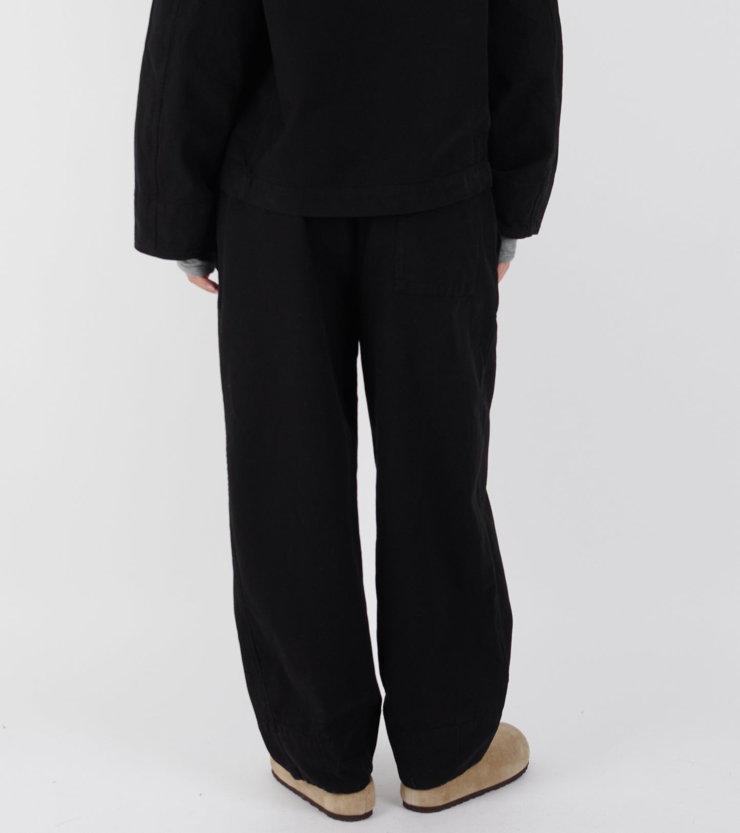 Sculpted Leg Brushed Cotton Canvas Trousers Black