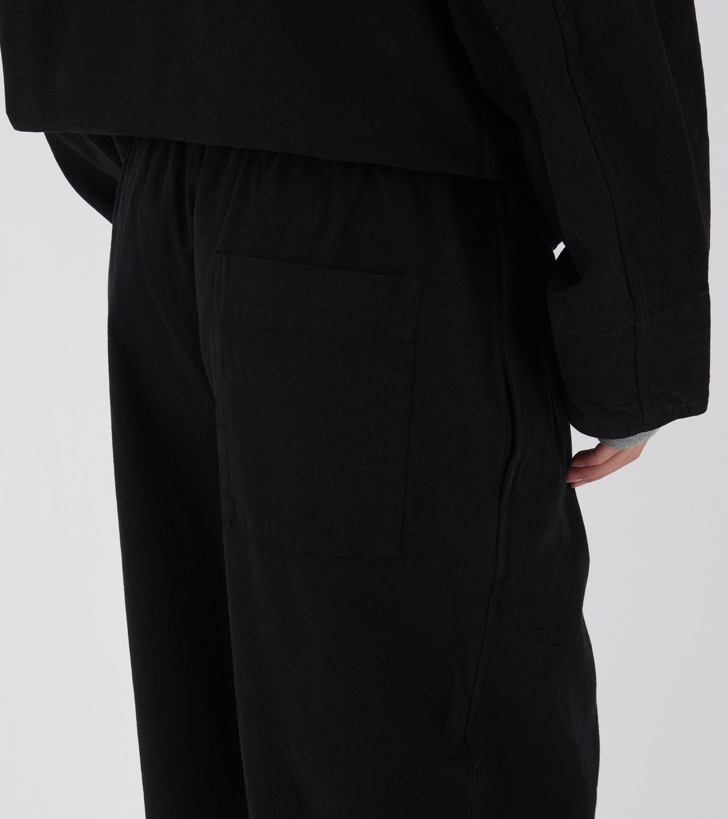 Sculpted Leg Brushed Cotton Canvas Trousers Black