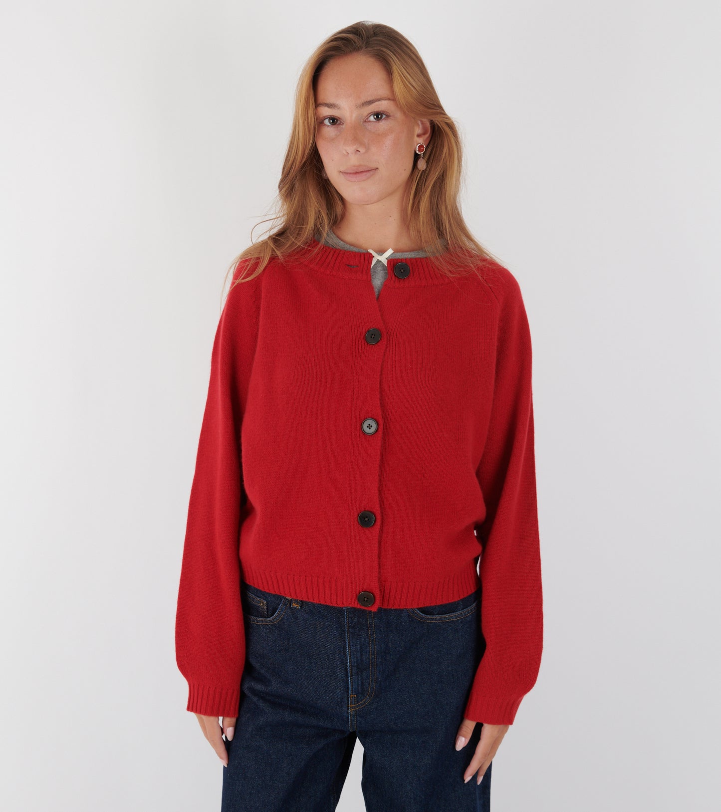 Eden Wool Cashmere Raglan Cardigan Cardinal Red