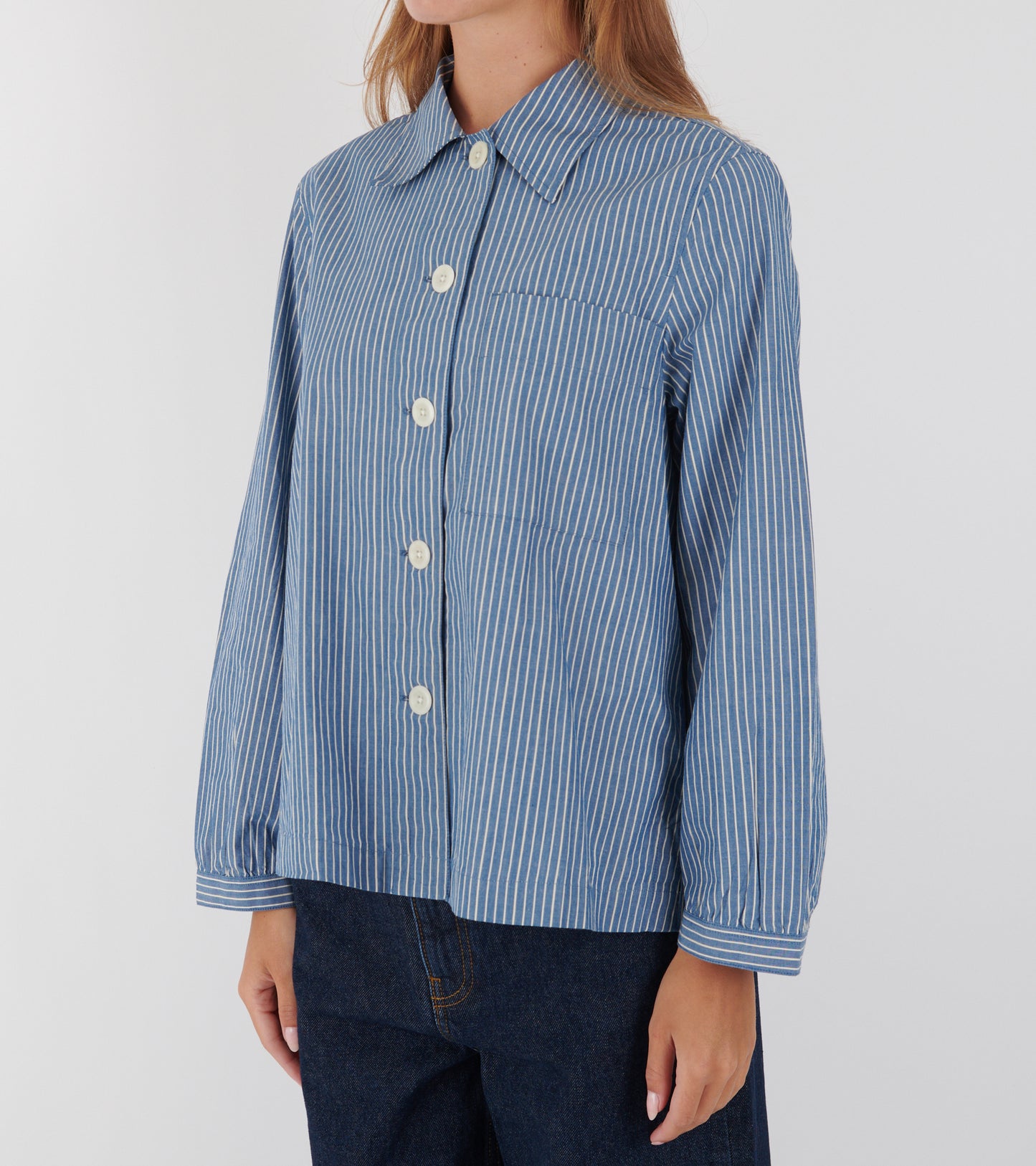 Baya Harvest Stripe Shirt Chambray Blue/Ecru