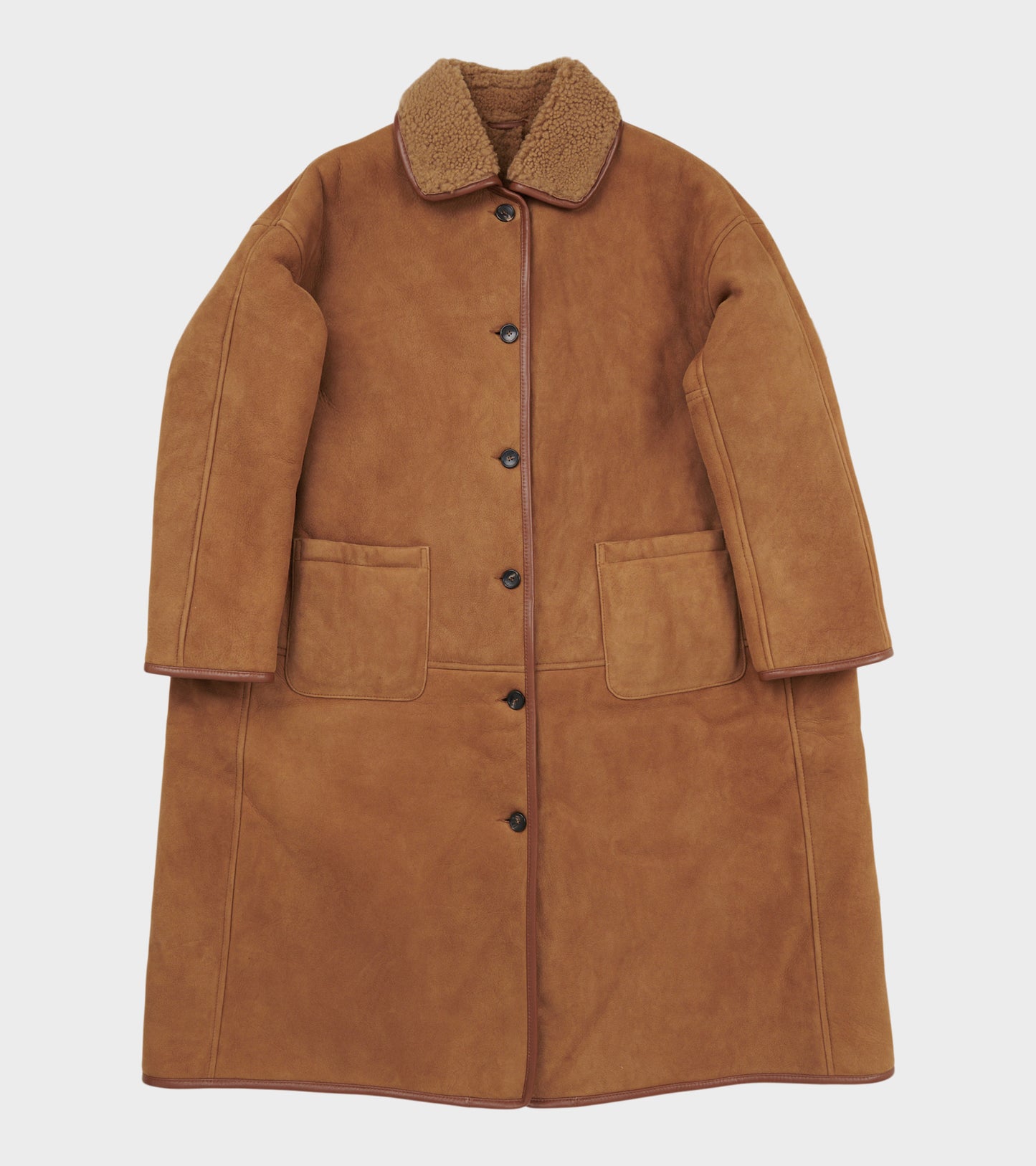 Suede Back Curly Hair Roo Coat Tan