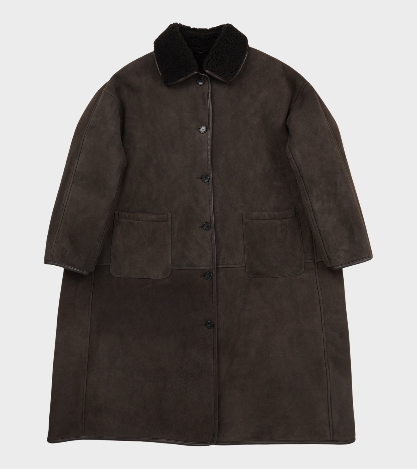 Suede Back Curly Hair Roo Coat Chocolate