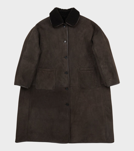 Suede Back Curly Hair Roo Coat Chocolate