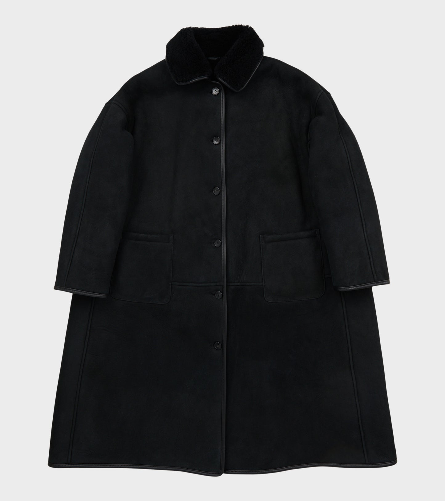 Suede Back Curly Hair Roo Coat Black