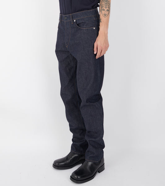 Regular Straight Jeans Raw Denim Dark Blue