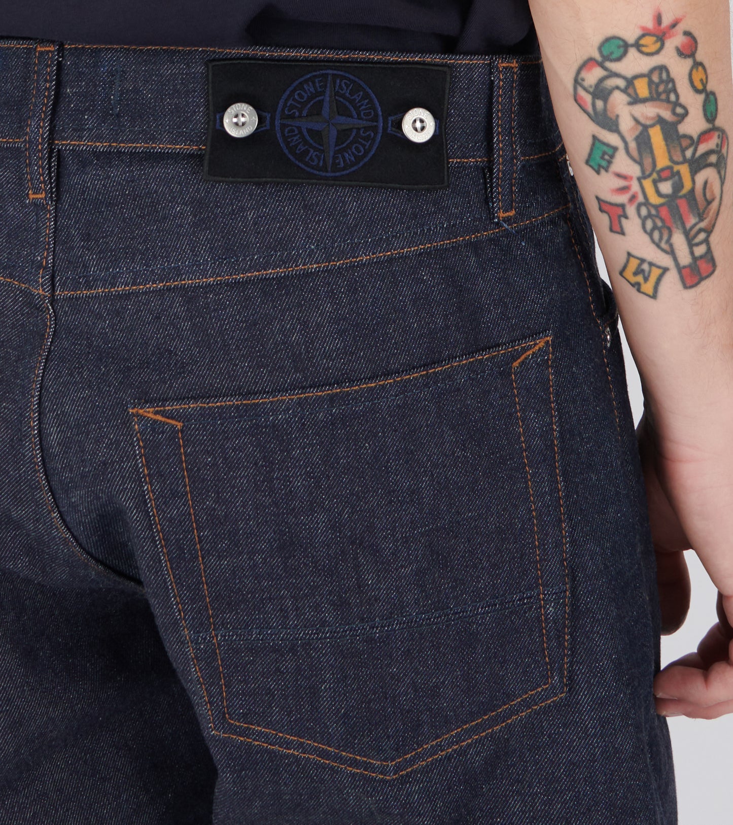 Regular Straight Jeans Raw Denim Dark Blue