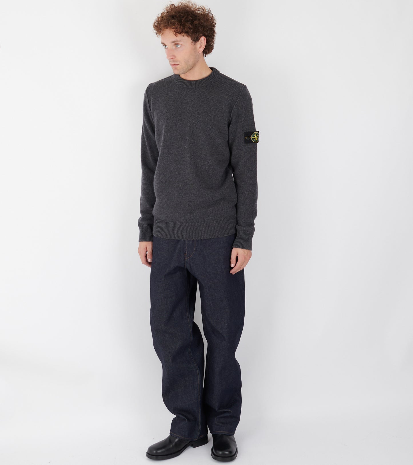 Virgin Wool Mix Knit Dark Grey
