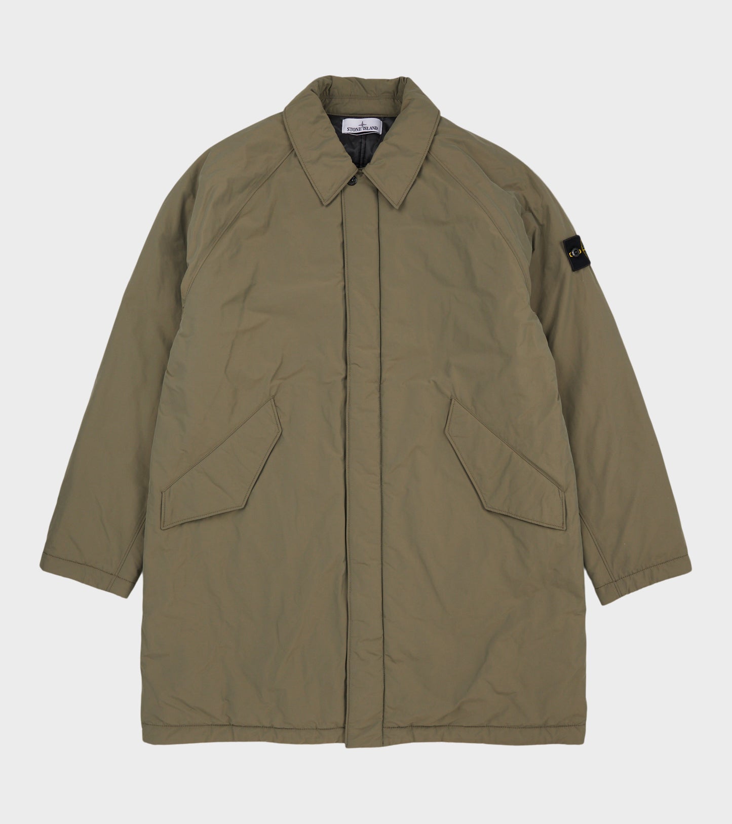 Padded Long Coat Dusty Green