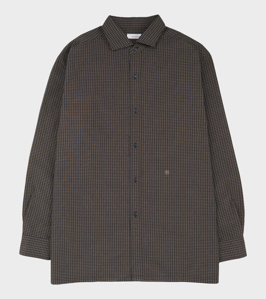 Micro Plaid Wind Shirt Brown/Grey/Navy Mix