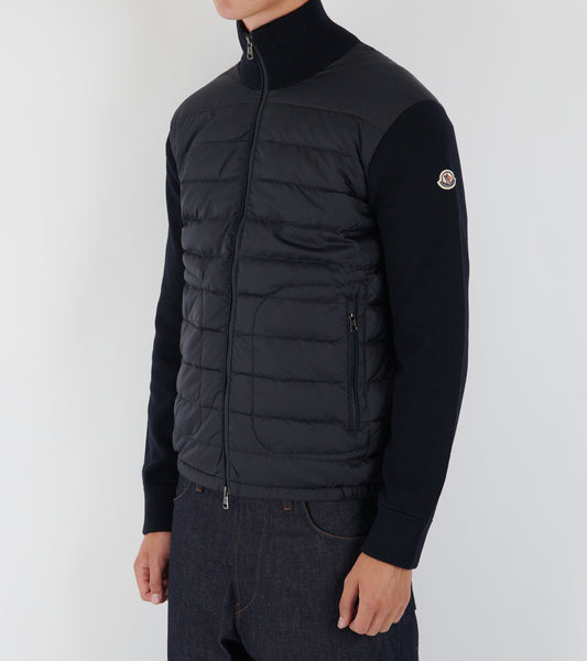 Padded Zip-up Wool Mix Cardigan Navy Blue