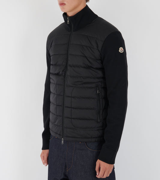 Padded Zip-up Wool Mix Cardigan Black