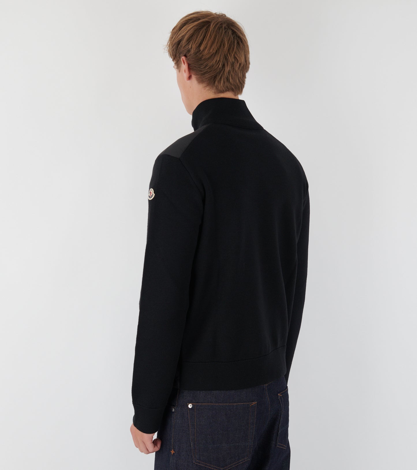 Padded Zip-up Wool Mix Cardigan Black