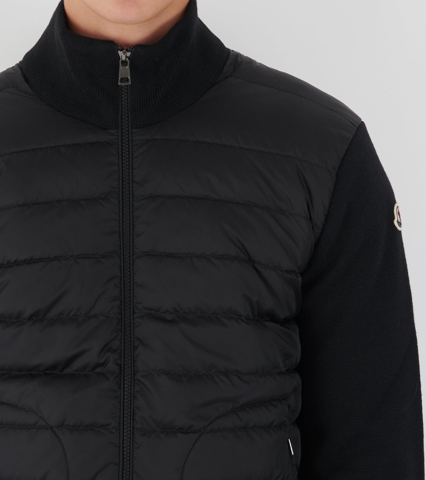 Padded Zip-up Wool Mix Cardigan Black