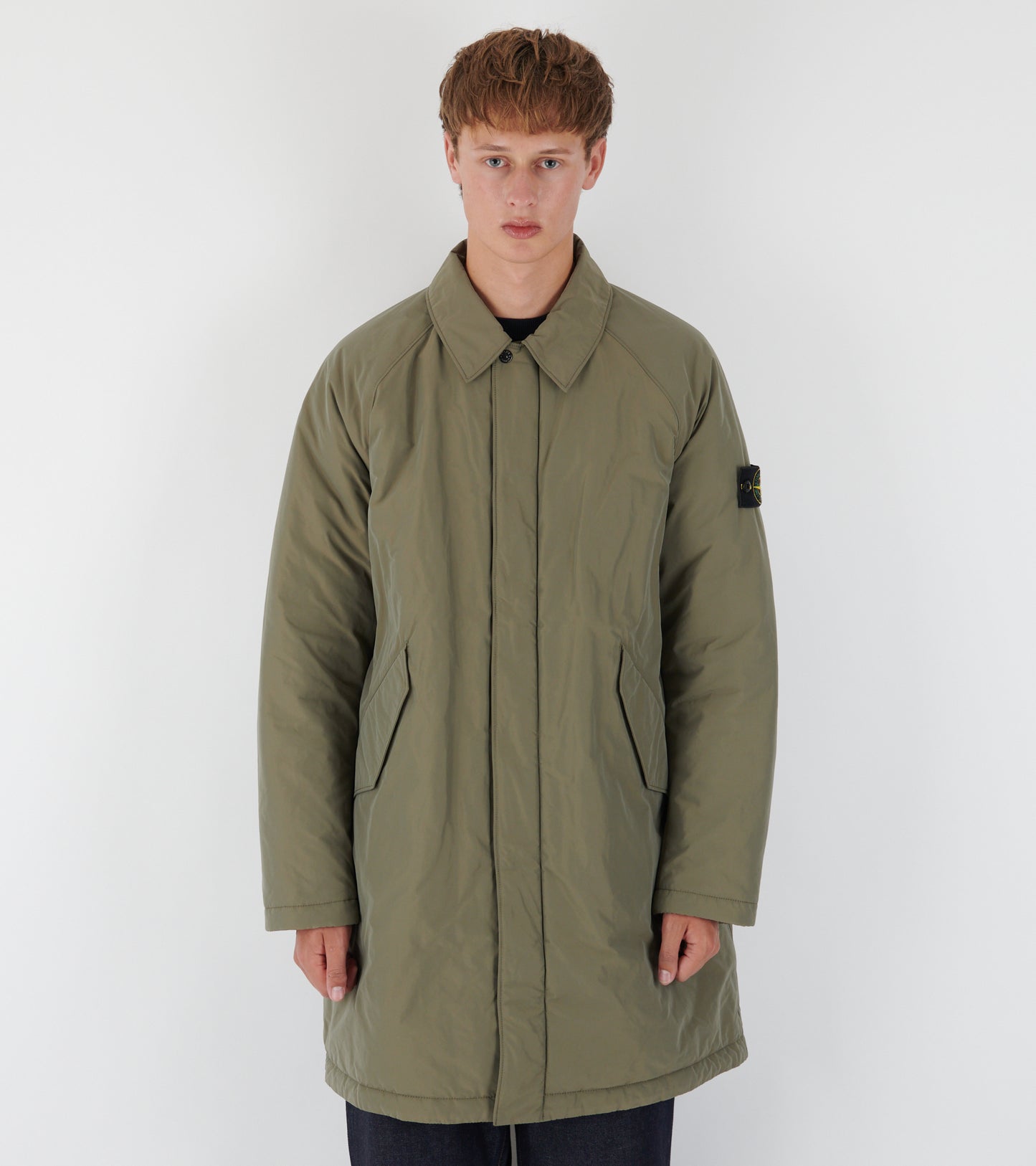 Padded Long Coat Dusty Green