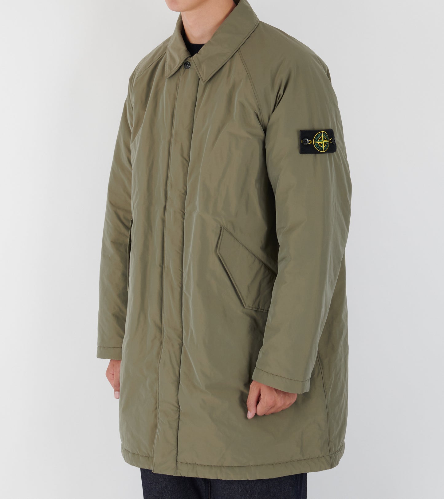 Padded Long Coat Dusty Green