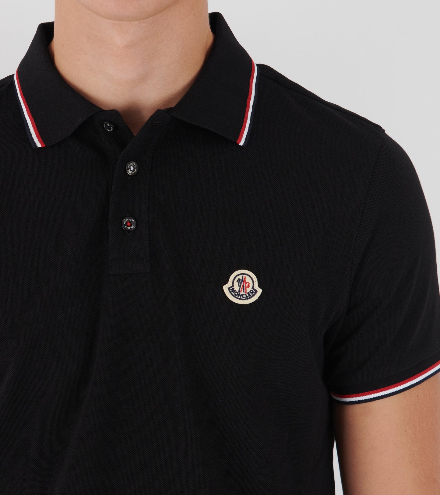 S/S Tricolour Polo Black